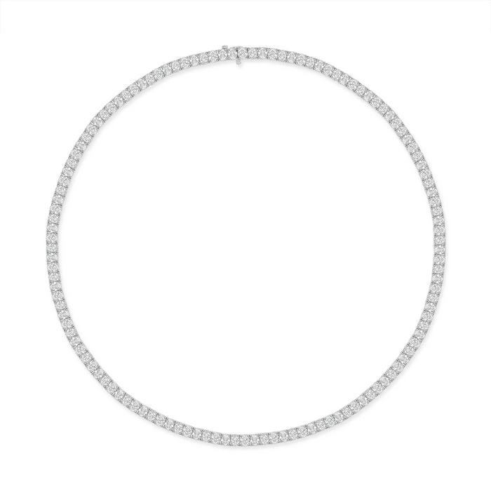 Diamond Round Cut Tennis Necklace in 18K Gold