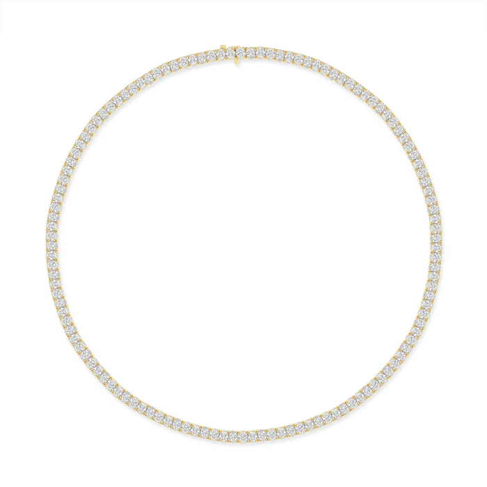 Diamond Round Cut Tennis Necklace in 18K Gold