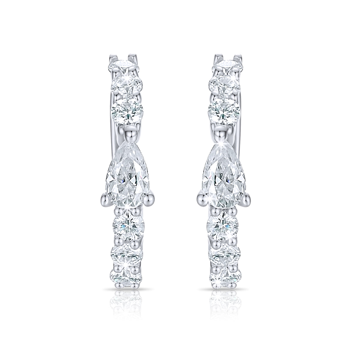 Ear Pear Shape Cuff Earrings in 14K White Gold