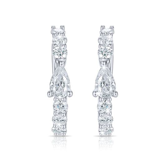 Ear Pear Shape Cuff Earrings in 14K White Gold