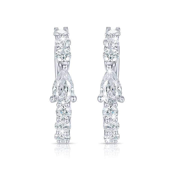 Ear Pear Shape Cuff Earrings in 14K White Gold