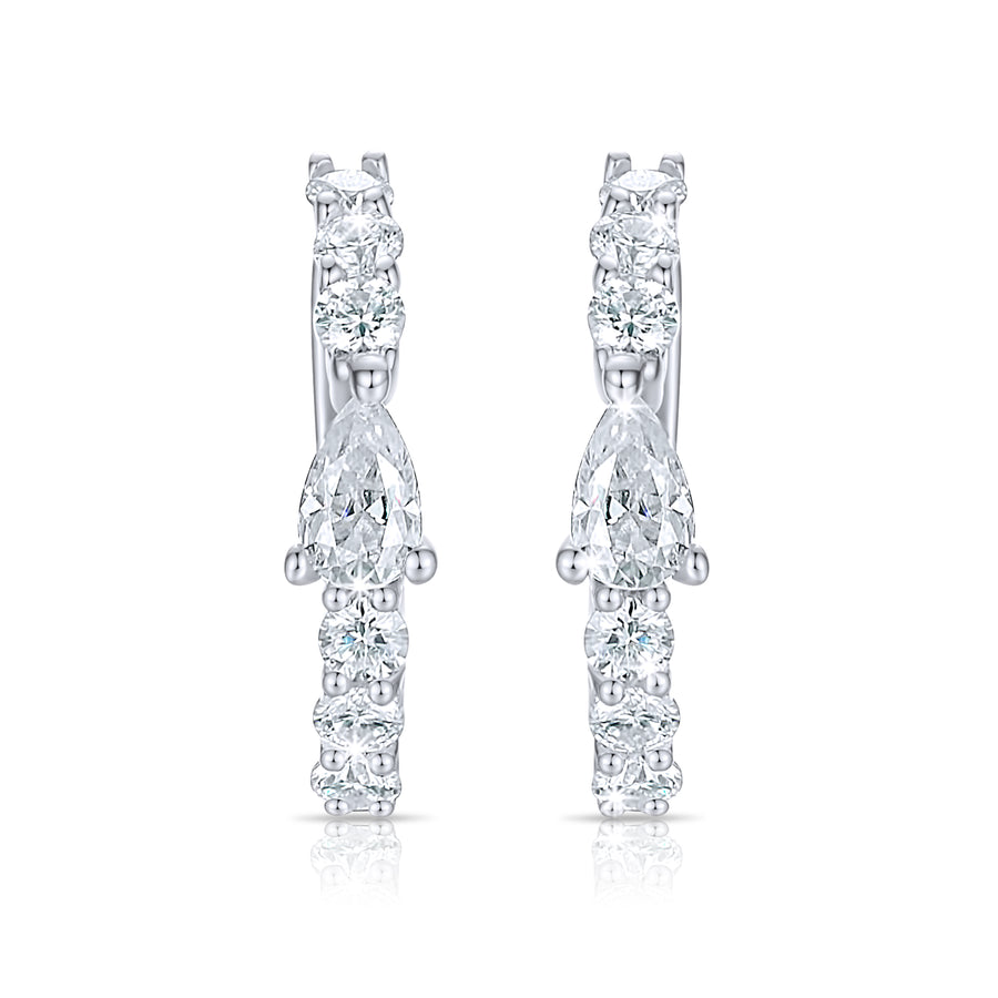 Ear Pear Shape Cuff Earrings in 14K White Gold