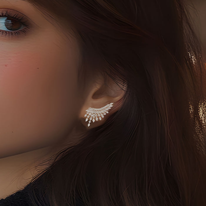 Radiant Wing Shaped Earrings in 18K Yellow Gold