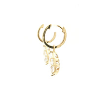 Diamond Drop Hoop Earrings in 14K Yellow Gold