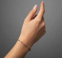 Paperclip Diamond Crafted Link Bracelet in 14K Gold