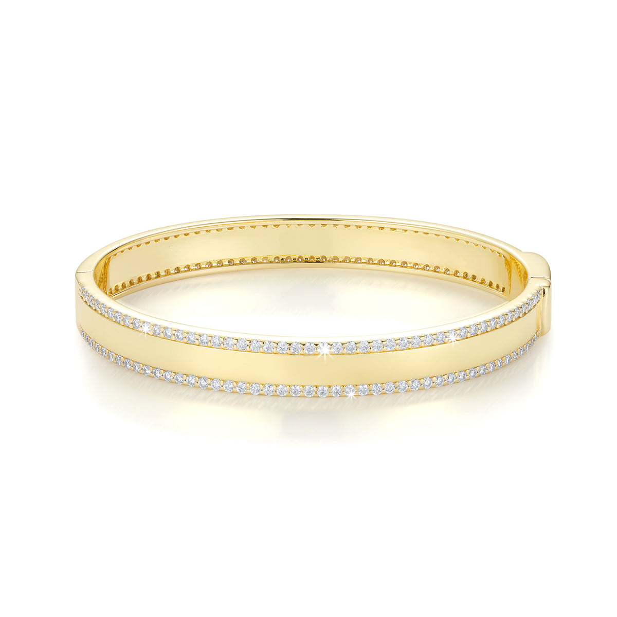 Row Round Diamond Bangle Bracelet in 14K Yellow Gold