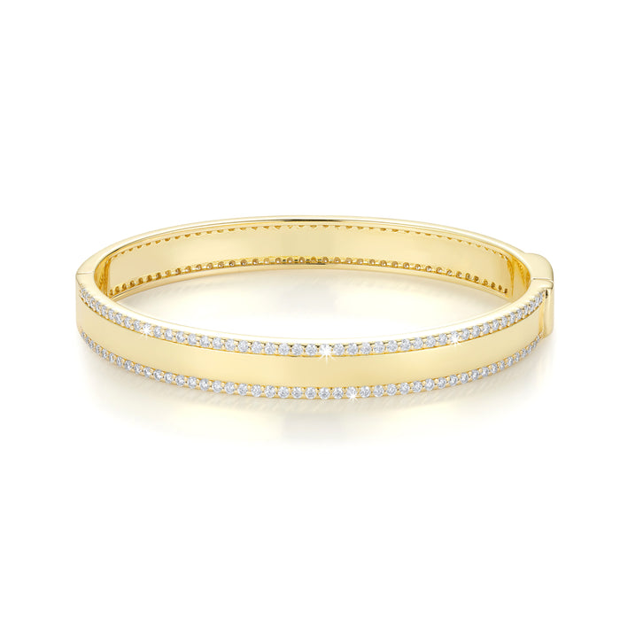 Row Round Diamond Bangle Bracelet in 14K Yellow Gold