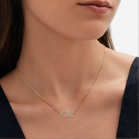 Personalised Bella Script Diamond Necklace in 14K Yellow Gold