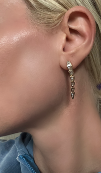 Tapered Baguette Drop Diamond Illusion Earrings in 14K Gold