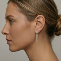 Geometric Diamond Drop Earrings in 14K Yellow Gold