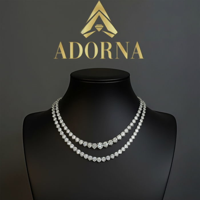 Timeless Straight Tennis Diamond Necklace in 14K White Gold