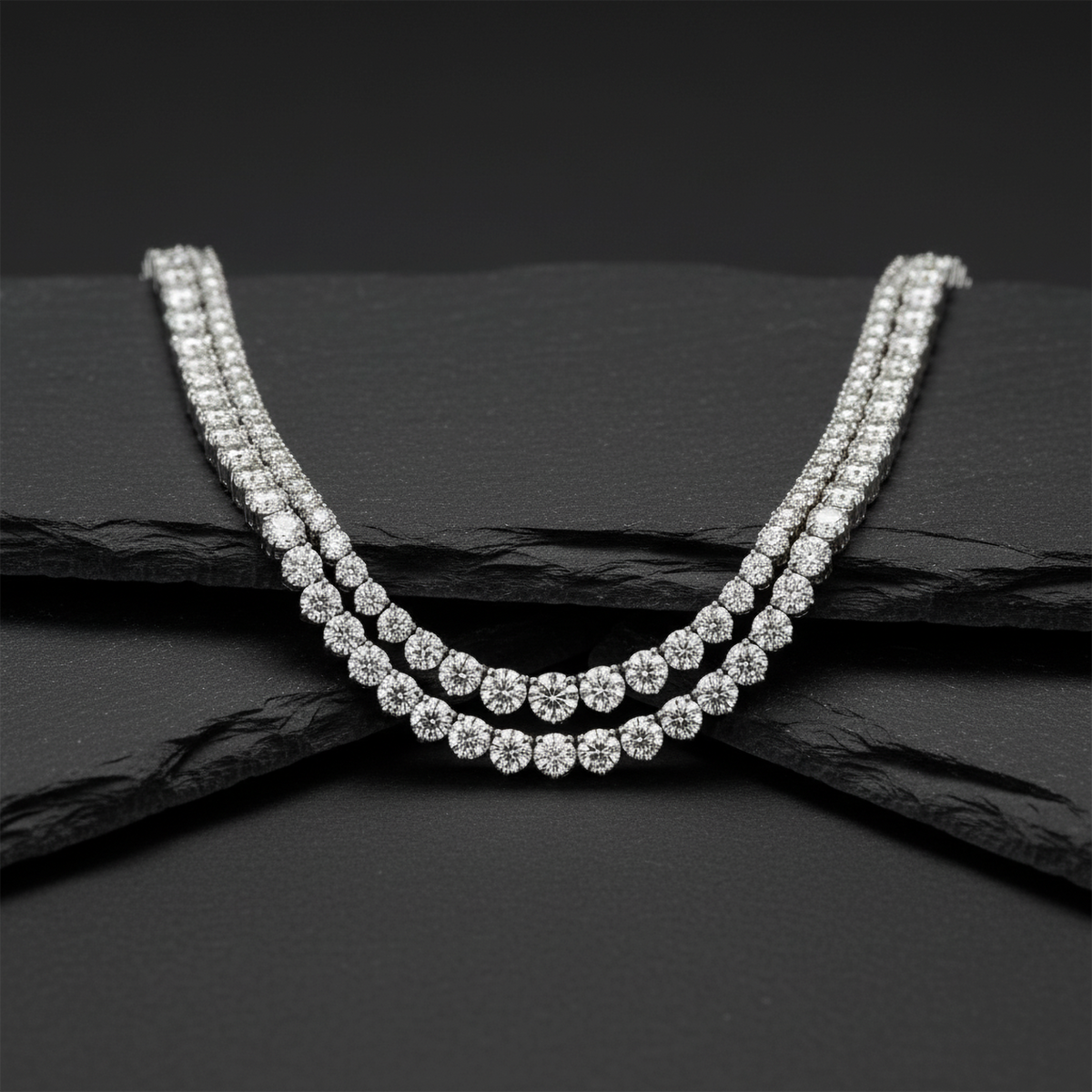 Timeless Straight Tennis Diamond Necklace in 14K White Gold