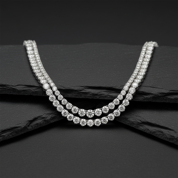Timeless Straight Tennis Diamond Necklace in 14K White Gold