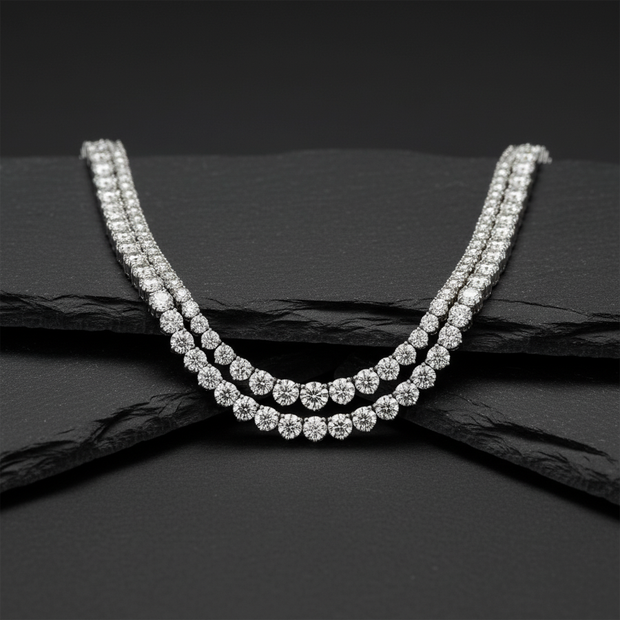 Timeless Straight Tennis Diamond Necklace in 14K White Gold