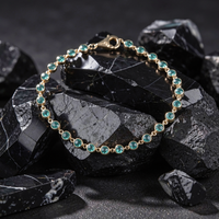 Verdant Halo Emerald 14K Yellow Gold Station Bracelet