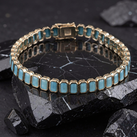 Turquoise Elegance 14K Yellow Gold Bracelet