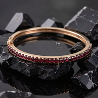 Ruby Hinged Bangle Bracelet in 14K Yellow Gold
