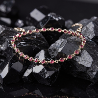 Radiant Pink Sapphire Amethyst 14K Yellow Gold Tennis Bracelet