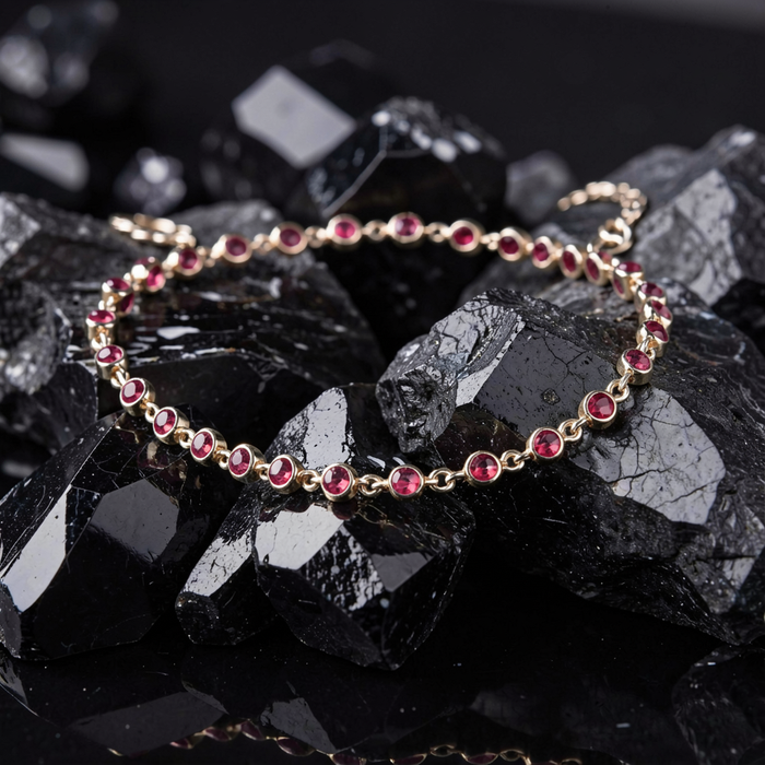 Radiant Pink Sapphire Amethyst 14K Yellow Gold Tennis Bracelet