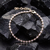 Pink Sapphire Diamond 14K Yellow Gold Tennis Bracelet