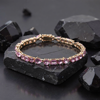Pink Radiance 14K Yellow Gold Baguette & Pear-Cut Pink Sapphire Bracelet