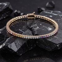 Multicolor Sapphire 14K Gold Tennis Bracelet