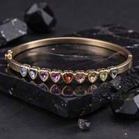 Heart-Shaped Gemstone 14K Yellow Gold Bracelet