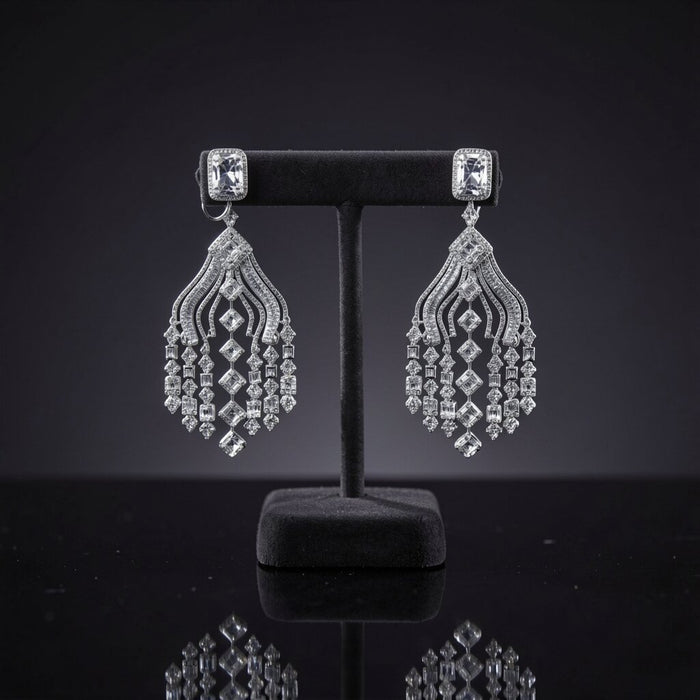 Round Multi Diamonds Earrings in 18K White Gold