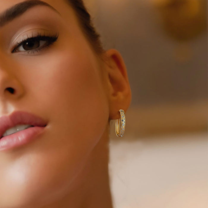 Blazing Glamour Hoops Diamond Earrings in 14K Yellow Gold