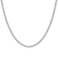 Four Prong Round Diamond Tennis Necklace in 14K Gold