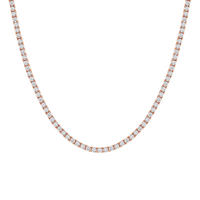 Four Prong Round Diamond Tennis Necklace in 14K Gold