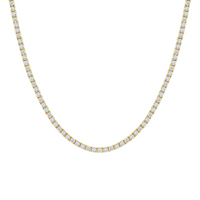 Four Prong Round Diamond Tennis Necklace in 14K Gold