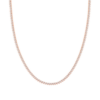 Three Prong Diamond Tennis Necklace in 14K Gold