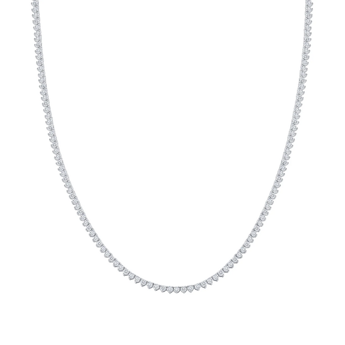Three Prong Diamond Tennis Necklace in 14K Gold