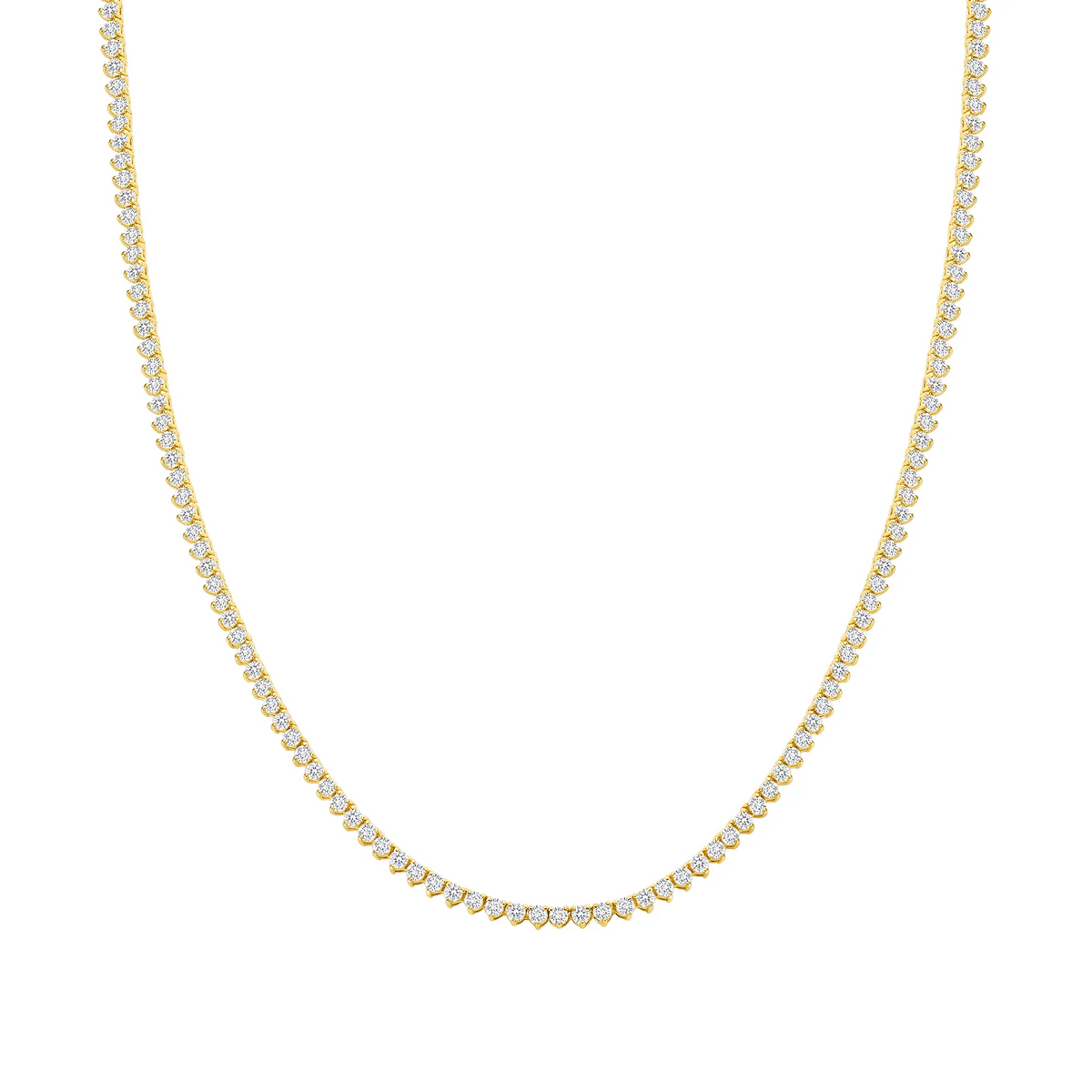 Three Prong Diamond Tennis Necklace in 14K Gold