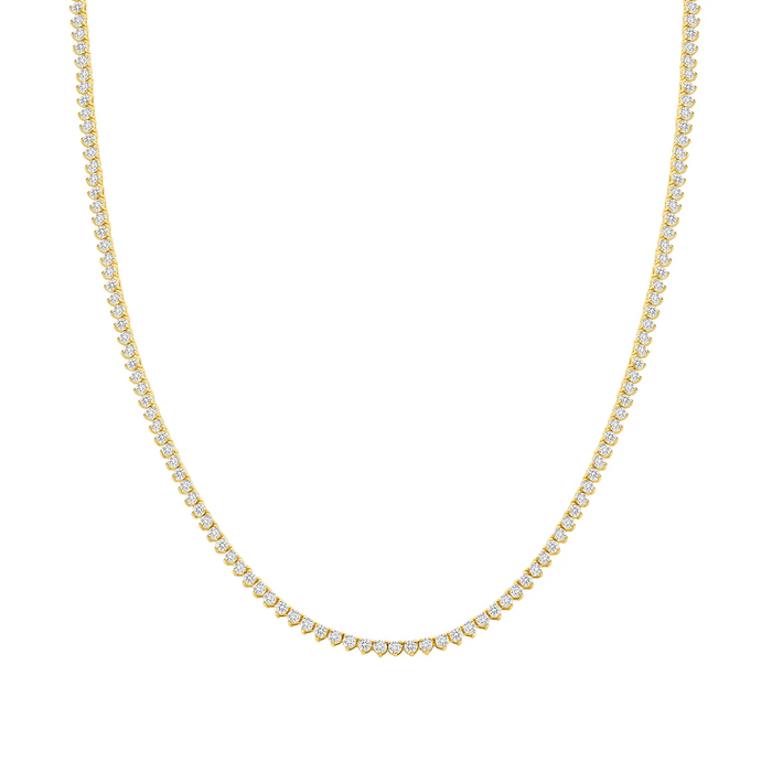 Three Prong Diamond Tennis Necklace in 14K Gold