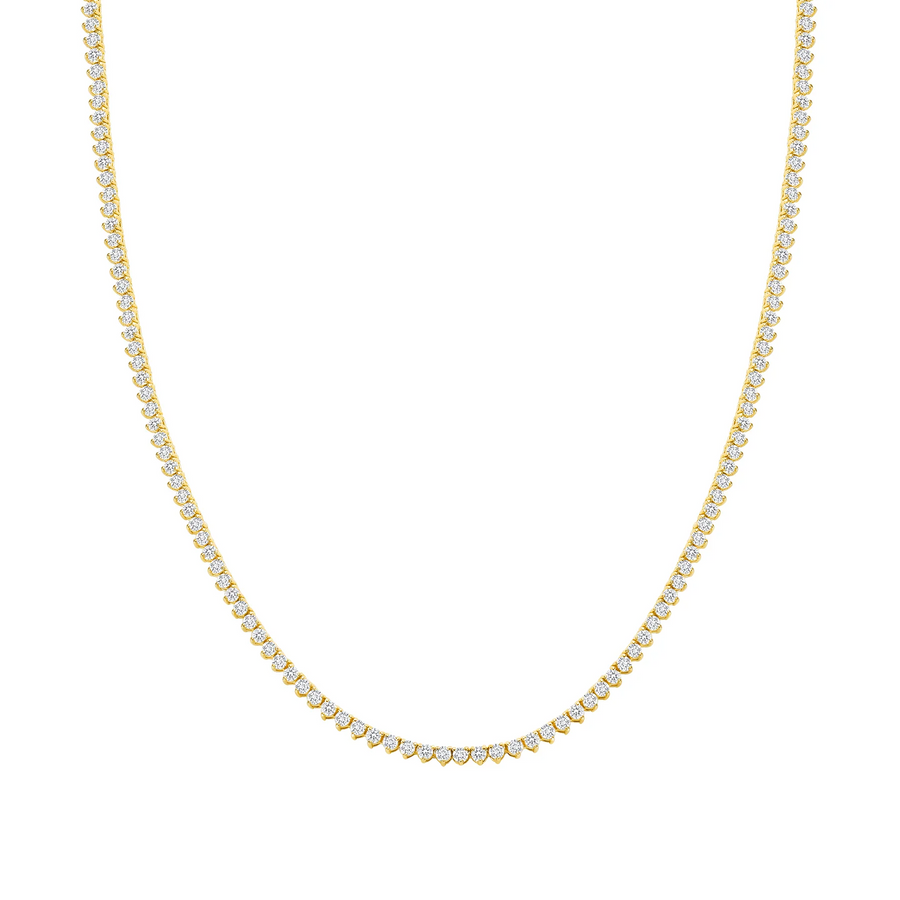 Three Prong Diamond Tennis Necklace in 14K Gold