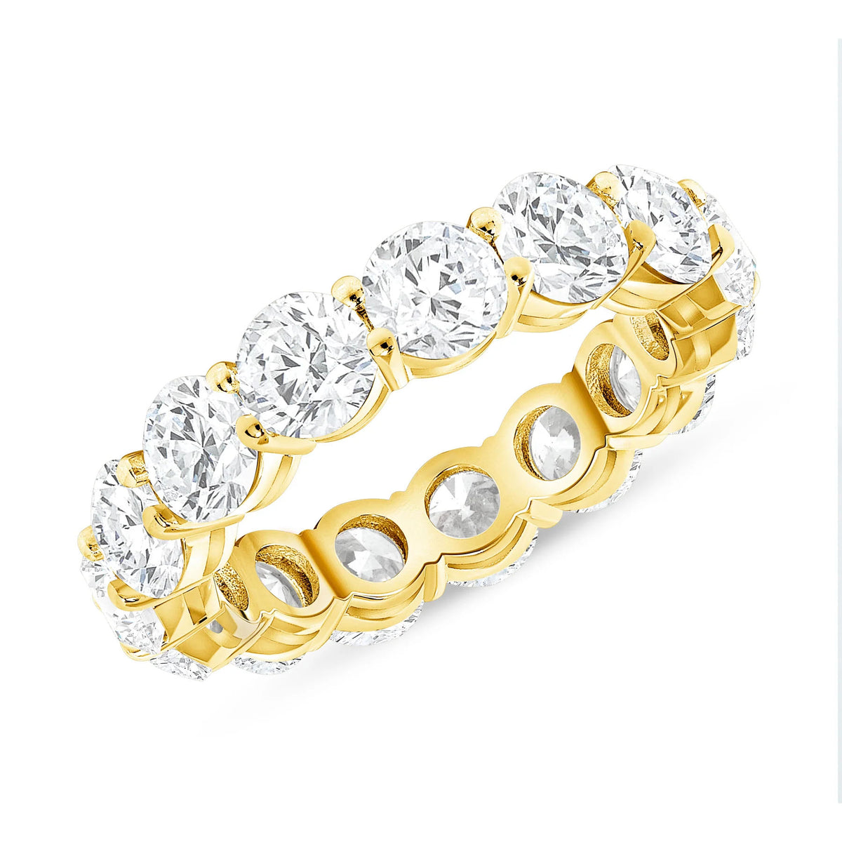 Seven Carat Round Diamond Eternity Band Ring in 14K Gold