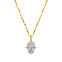 Protective Diamond Charm Hamsa Necklace in 14K Gold