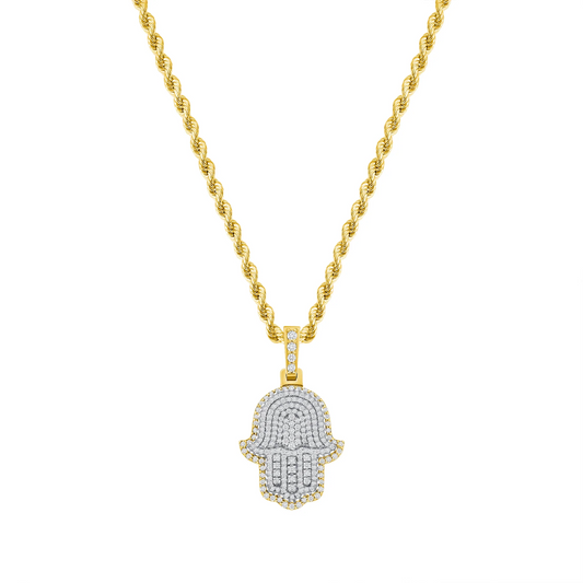 Protective Diamond Charm Hamsa Necklace in 14K Gold