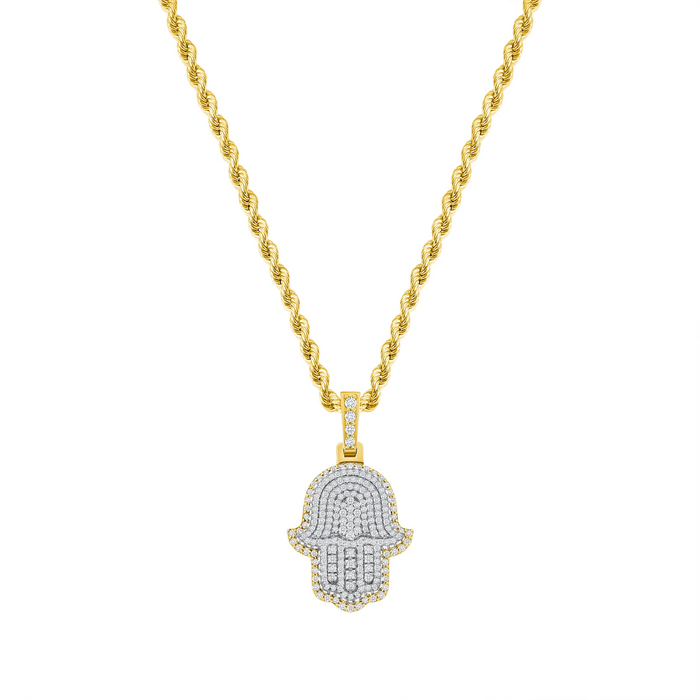 Protective Diamond Charm Hamsa Necklace in 14K Gold