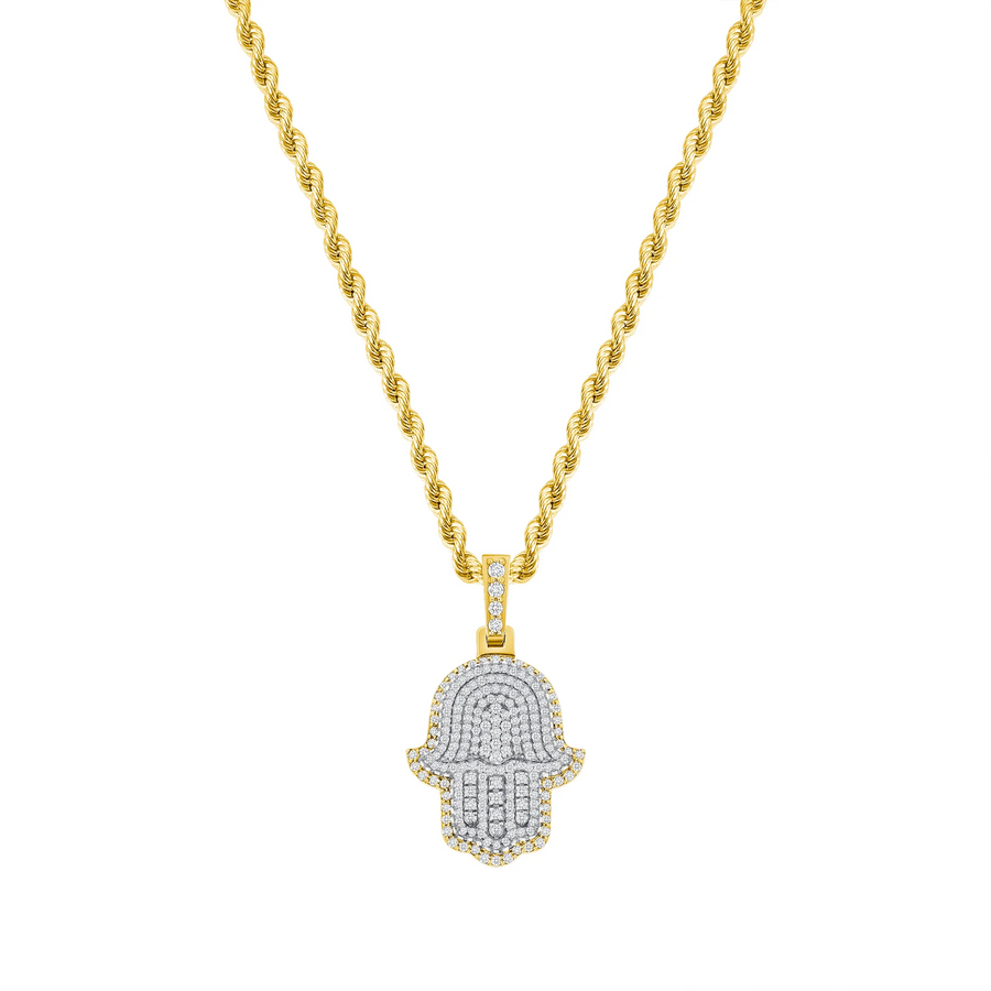 Protective Diamond Charm Hamsa Necklace in 14K Gold