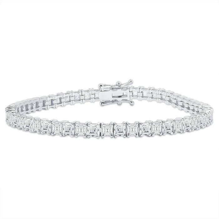 Asscher Cut Diamonds Tennis Bracelet in 18K Gold
