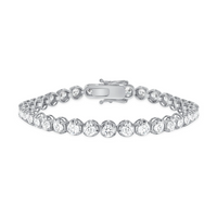 Round Basket Set Natural Diamond Straight 14K Gold Tennis Bracelet