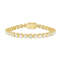 Round Basket Set Natural Diamond Straight 14K Gold Tennis Bracelet
