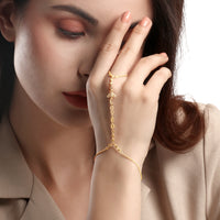 Loved Letter Charm 78 Diamonds Hand Chain in 14K Gold