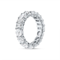 Emerald Round Cut Diamond Eternity Band Ring in 14K Gold