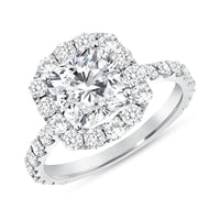 Opal Esoteric Cushion Cut Halo Engagement Ring in 18K Gold