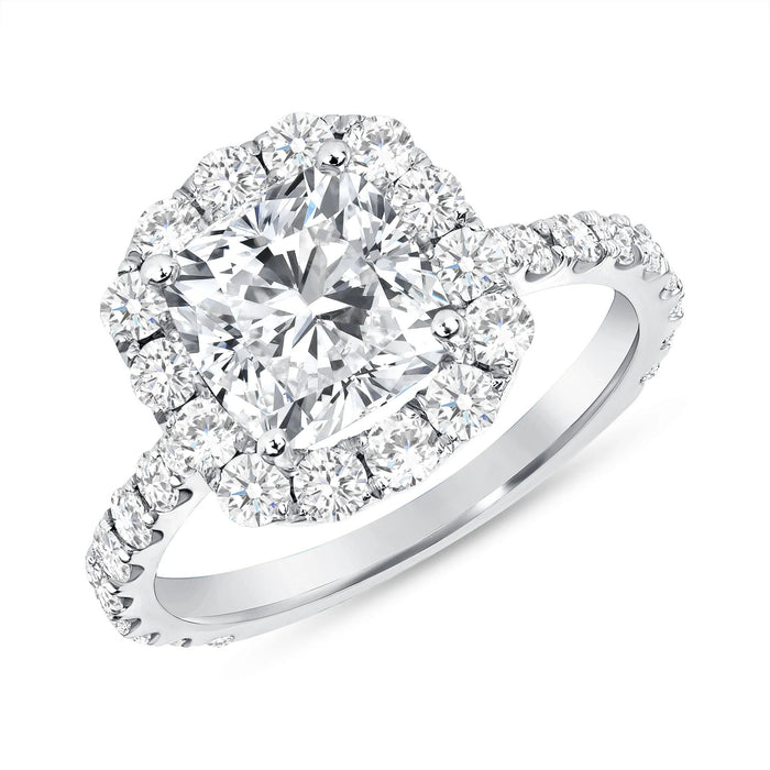 Opal Esoteric Cushion Cut Halo Engagement Ring in 18K Gold