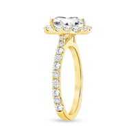 Opal Esoteric Cushion Cut Halo Engagement Ring in 18K Gold